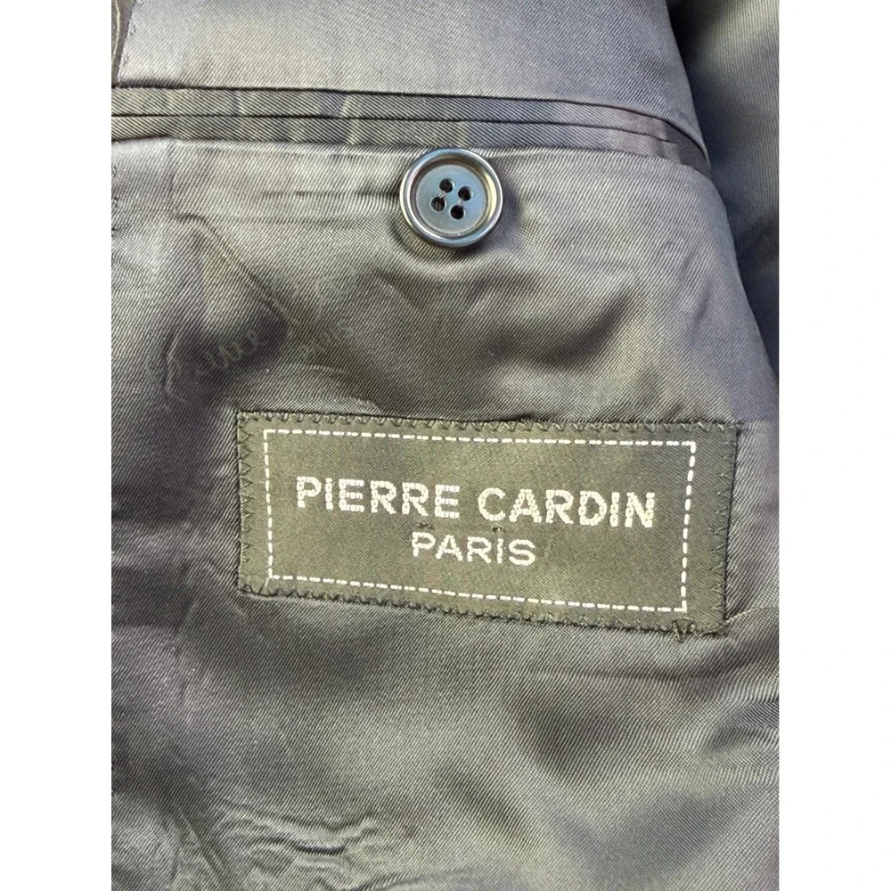 Pierre Cardin Paris M Vintage Cropped Tuxedo Jacket Silver Black Shawl Lapel 80s